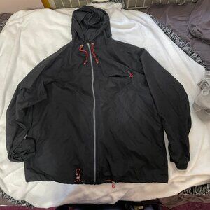 Men's Champion Size XL rain jacket / windbreaker Black w/ red logo on back